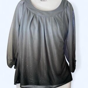 Grey blouse with silver glitter and tie back detail S Sara Michelle